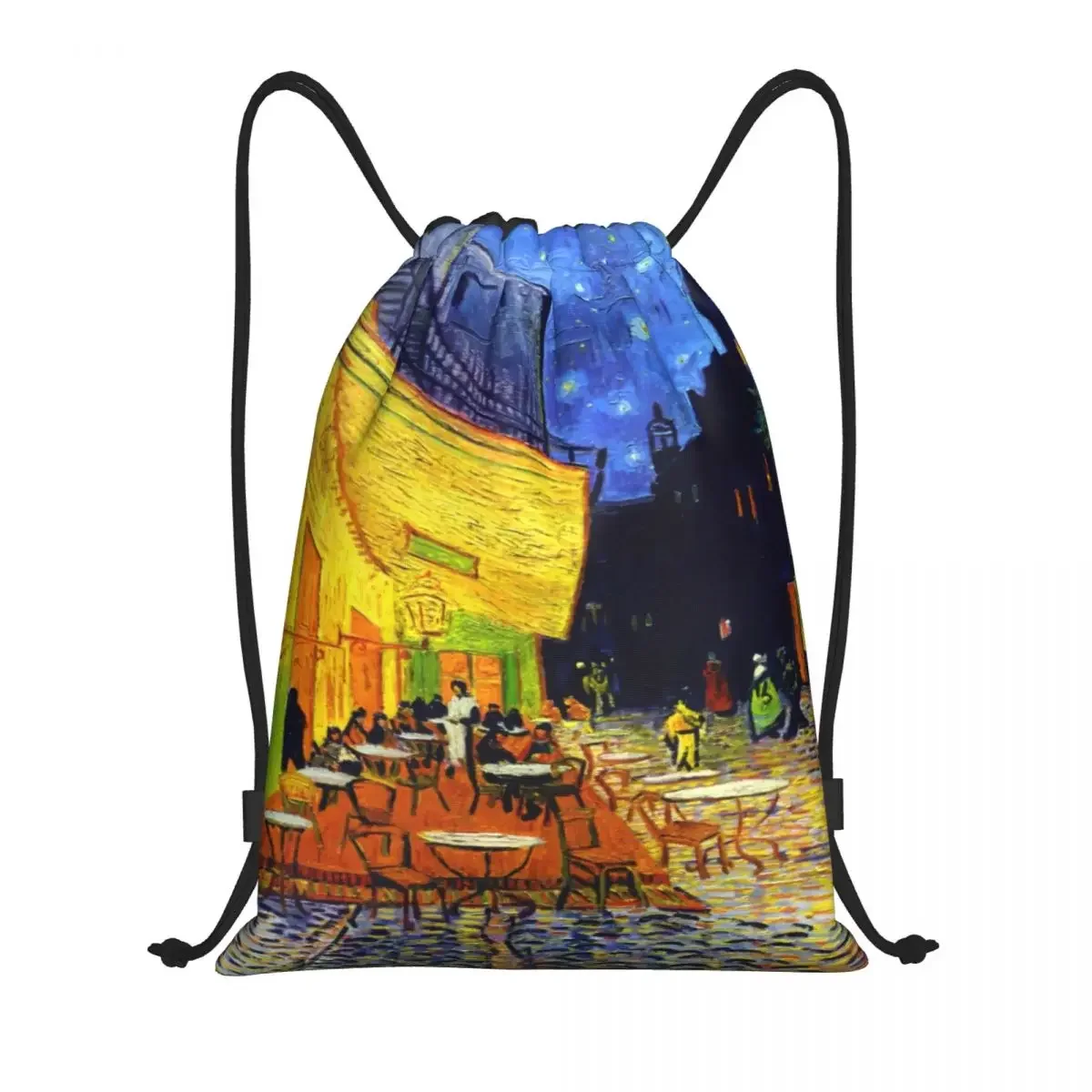 

Cafe Terrace At Night Drawstring Backpack Sports Gym Bag for Women Men Vincent Van Gogh Painting Training Sackpack