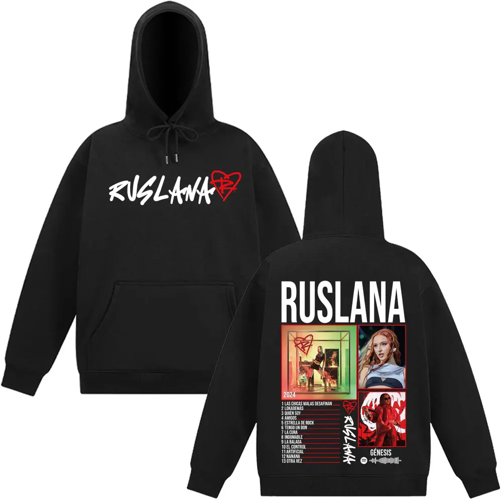 ألبوم Ruslana Genesis 2025 جرافيك هوديي للرجال موضة Harajuku ملابس رياضية خريف/شتاء مطبوعة 100% قلنسوة من القطن الخالص