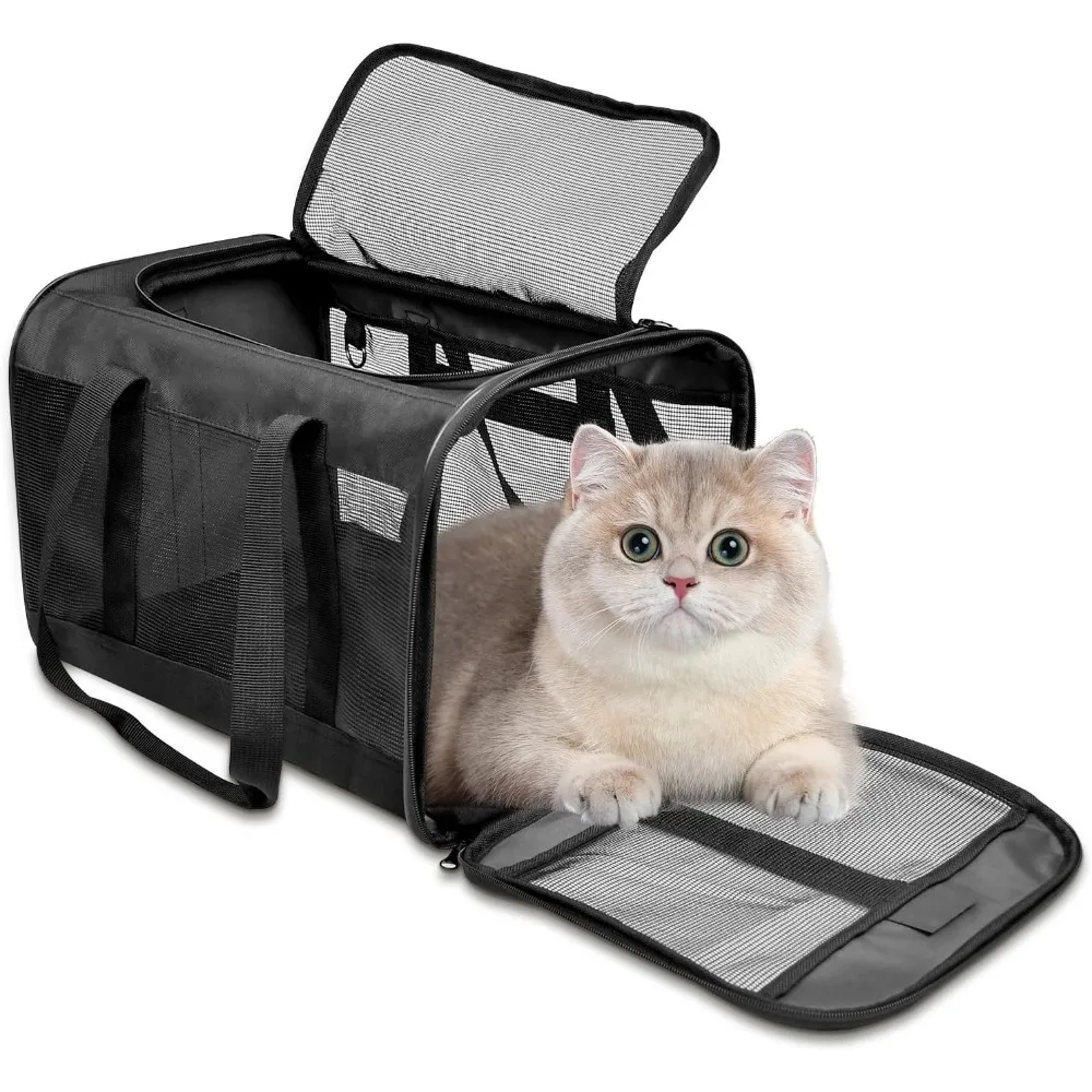 Pet Cat Carrier Soft-Sided Cat Bag Airline Approved, Pet Travel Carrier Up to 11 Lbs, Collapsible Pet Carrier Carrying Case