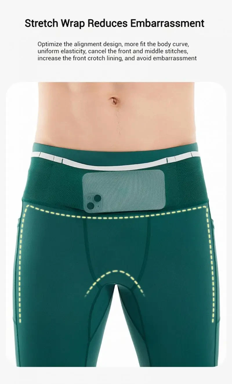 Herren-Kompressions-Laufhose, Radfahren, lange Leggings, Outdoor-Sport, Basketball, Fitness, Jungs, Fitnessstudio, Reiten, Wandern, Strumpfhosen, 6 Taschen – Detail 5