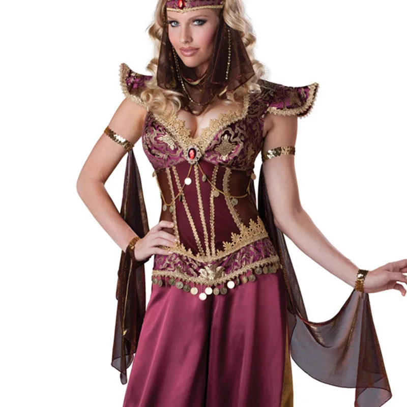 

Deluxe 4PCS Belly Dance Costumes Set For Women Noble Jasmine Cosplay Stage Performance Dancewear Festival Arabian Queen Costumes
