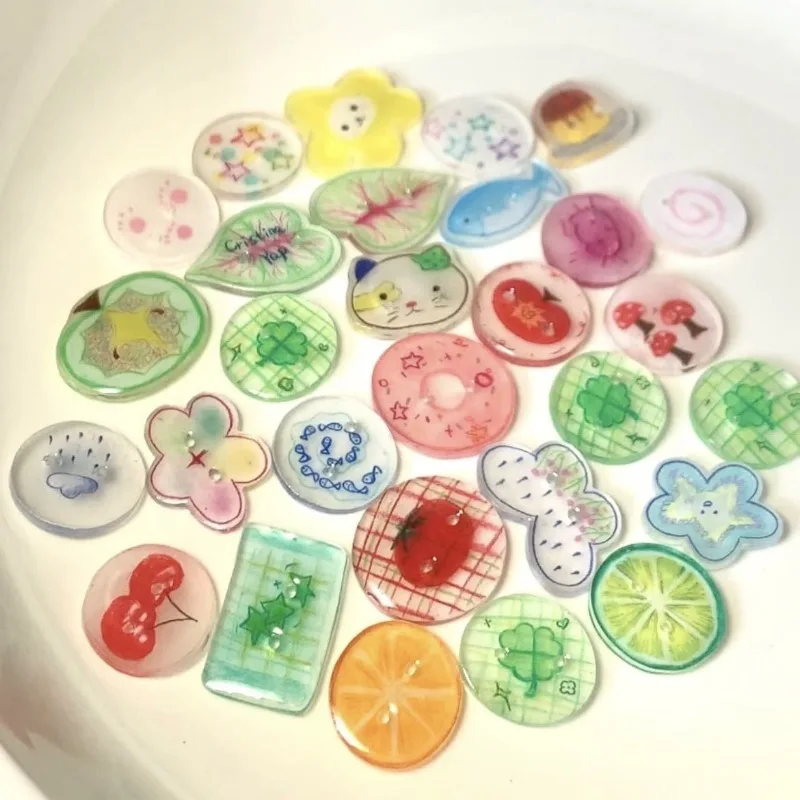 زر أكريليك التفاح الدوبامين، 28 قطعة ملونة على شكل خاص إكسسوارات يدوية الصنع مادة كتيب إكسسوارات الملابس