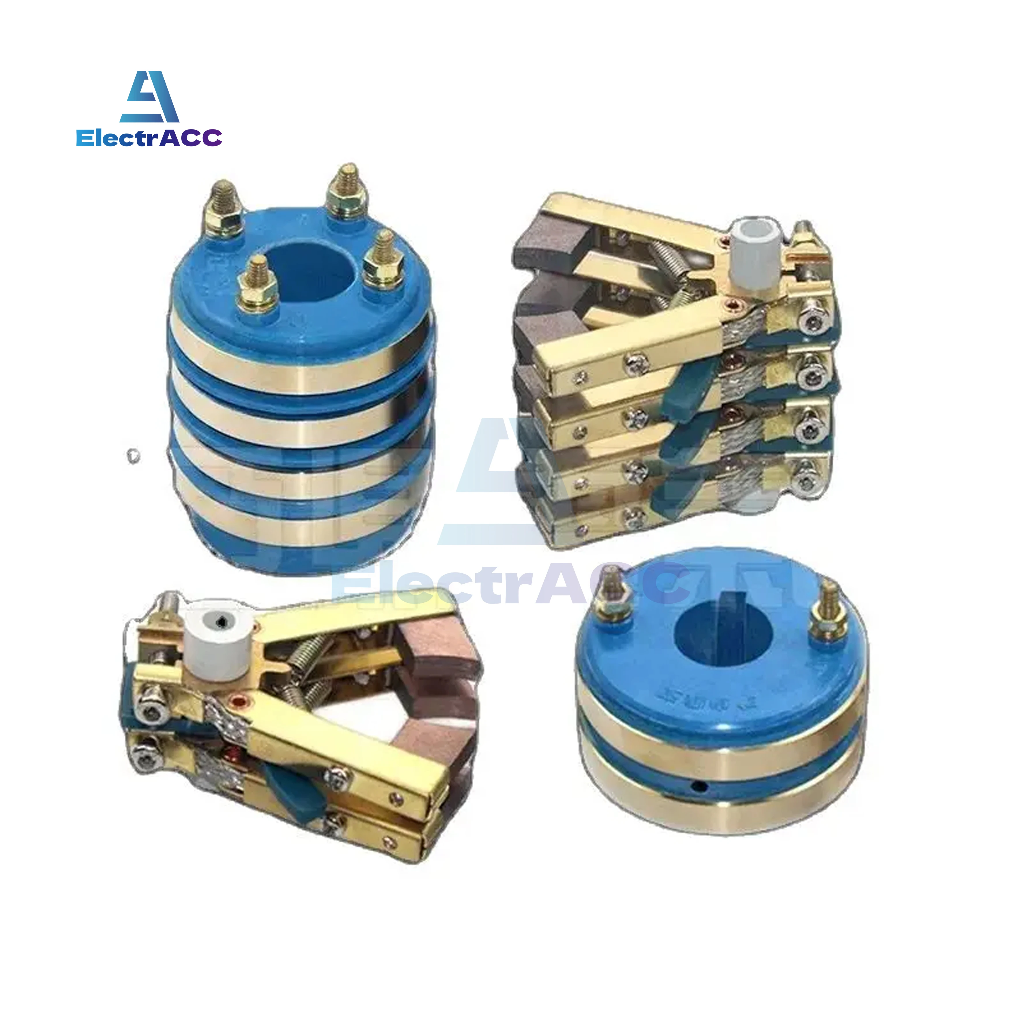 2-way 4-way Collector Ring Copper Carbon Brush Holder Combined Multi-layer Copper Ring Slip / Rotating Conductive Ring