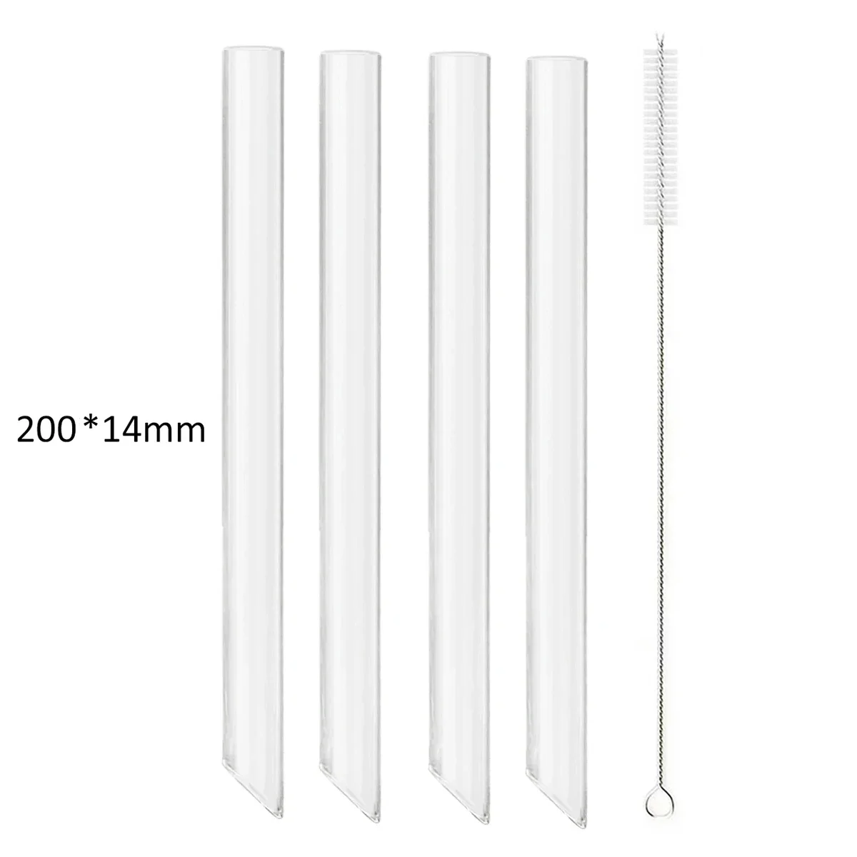 

Reusable Drinking Straw Set 12/14mm Sharp Glass Straw High Borosilicate Bubble Tea Milk Smoothies Cocktails Bar Accessories