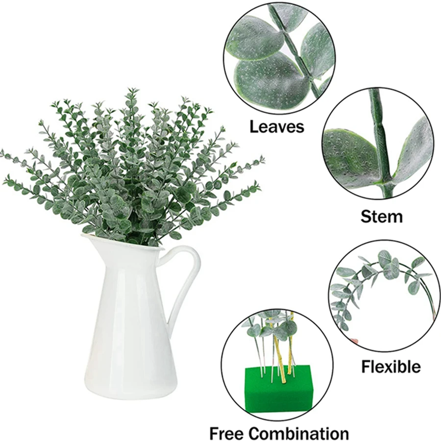 Künstliche Eukalyptusblätter Zweig Bestseller Feiertagsparty Weihnachten DIY Geschenk Heim Vase Hochzeit Brautstrauß Zubehör Dekoration – Detail 20