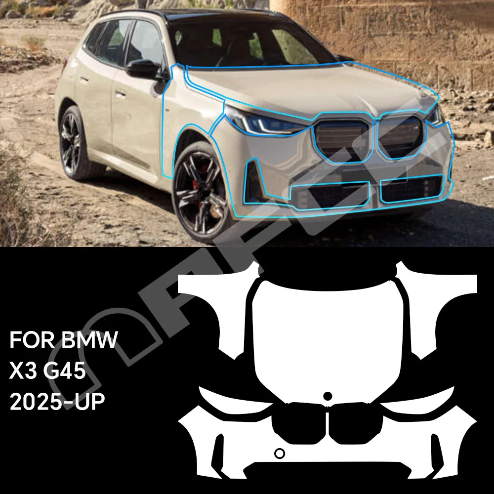 

Для BMW X3 G45 Sport 30 M50 M Sport 2025: Комплект защитной пленки для переднего бампера, капота и крыльев, предварительно вырезанный, устойчивый к царапинам, водонепроницаемый