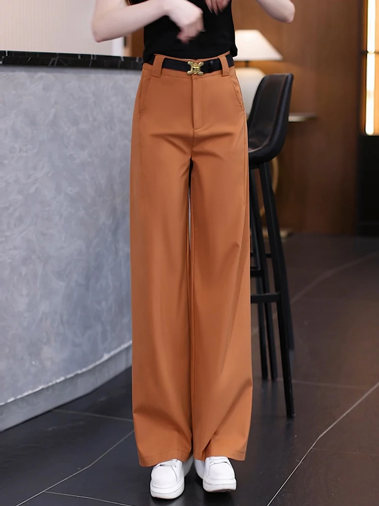 

Casual High Waist Straight Leg Pants Women's Summer Thin Wide Leg Suit Pants Slimming Versatile Trousers Korean Style Long Pants