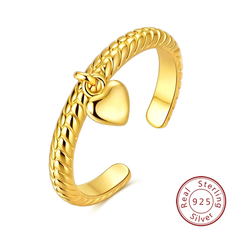 Women's 925 Sterling Silver Star Moon Heart Adjustable Ring