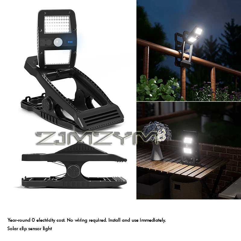 Rotatable Solar Clamp Light Motion Super Bright Outdoor Garden Lighting Portable Wall Lamp for Patio Yard Pathway Illumination