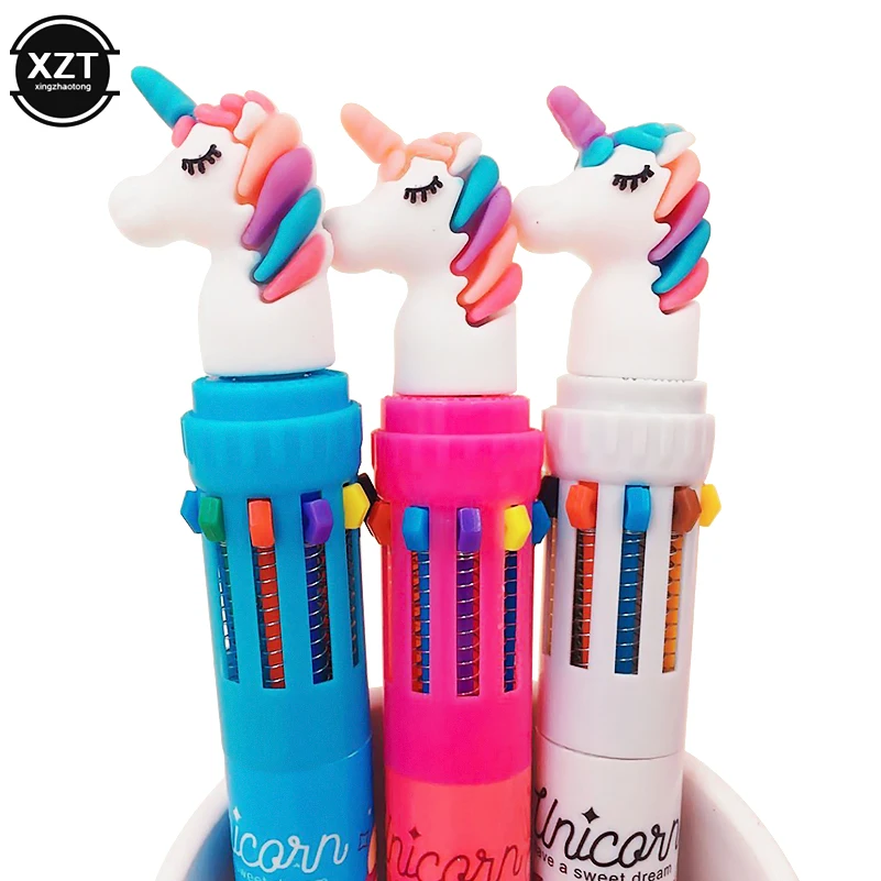 

1Pcs 10Colors Kawaii Ballpoint Pen Multi Color Cute Gel Pens Unicorn Shool Student Kids Business Office Stationery Supplies