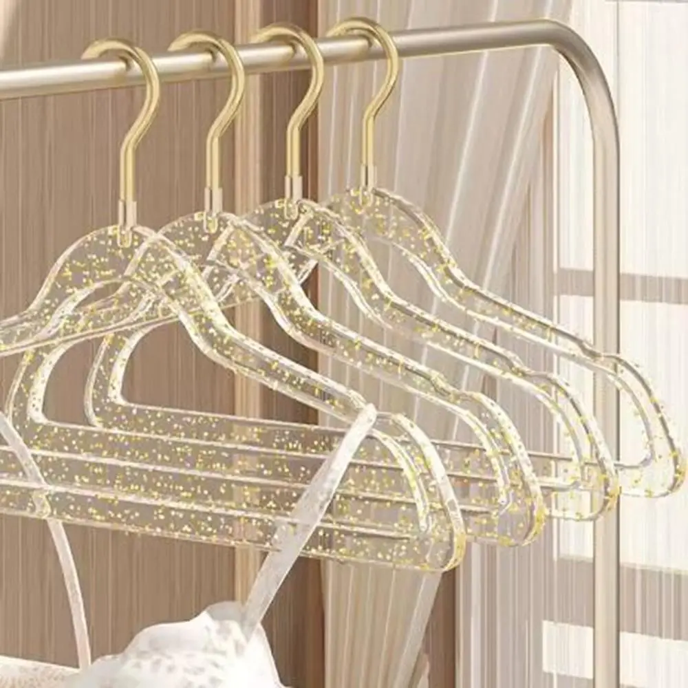 

10Pcs Thickened Transparent Glitter Hangers Non-slip Non-scratch Acrylic Clothes Hangers Non-marking Space Saving Trouser Rack