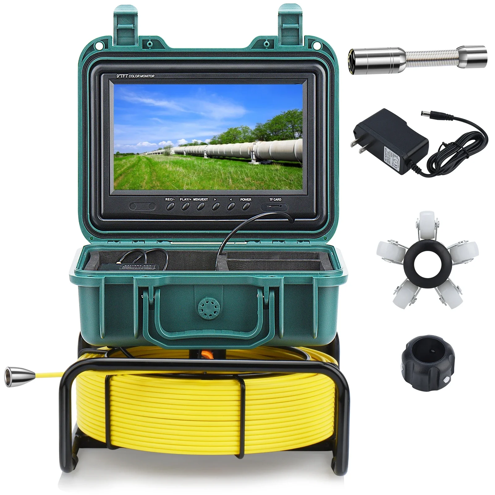 

23Mm Lens 50M 1080P Sewer Drain IP68 DVR 16GB Pipe Industrial with WIFI Keyboard 9 Inch Underwater