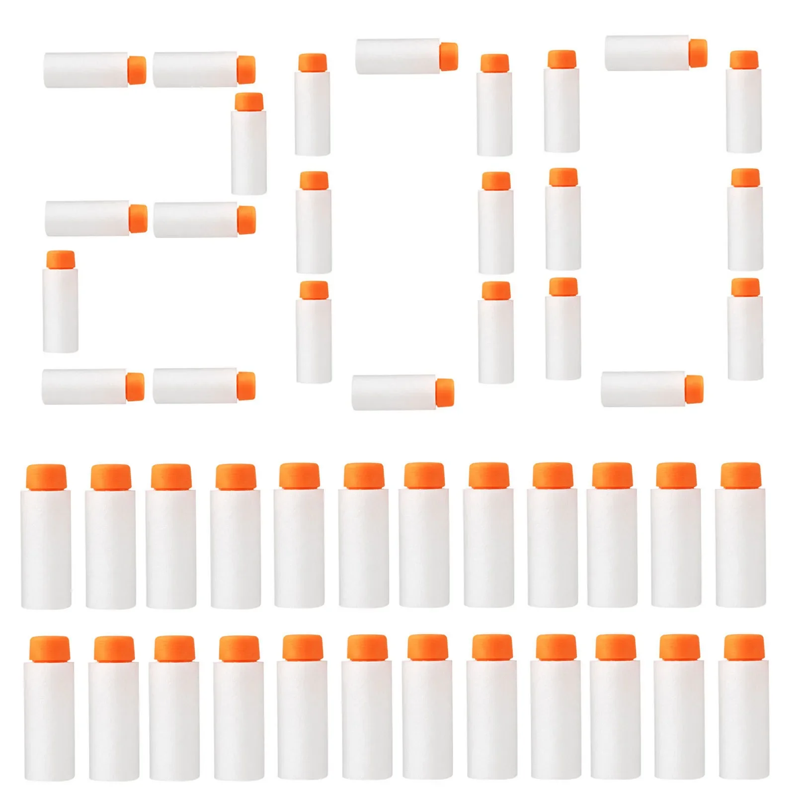 200Pcs Fluorescence Short Dart Foam Dart For Nerf / Worker Prediction / Ceda8 / XP Blaster Drop Shipping - White + Orange