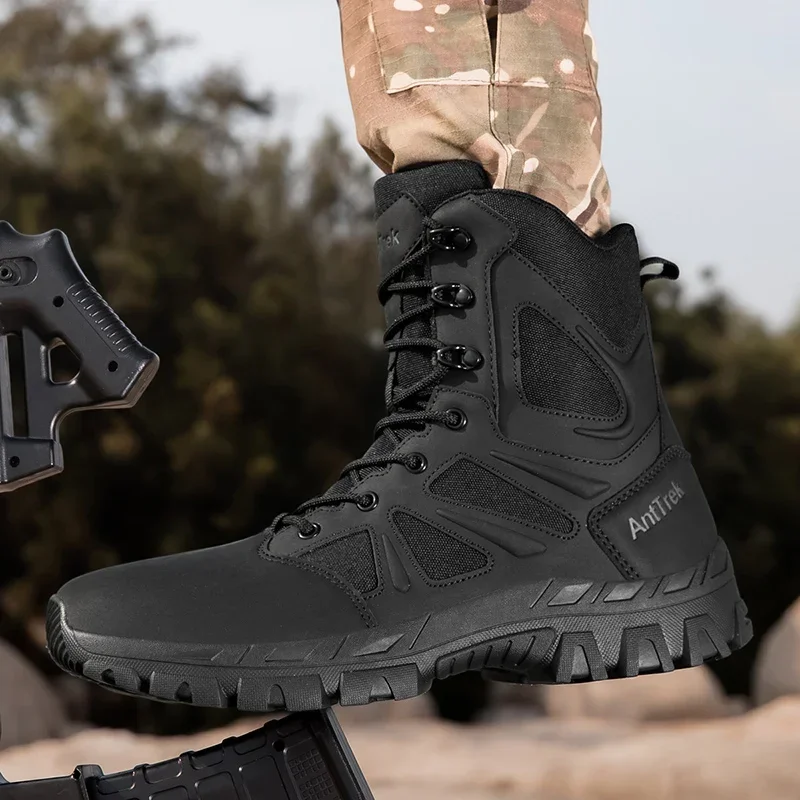 جديد الشتاء الذكور مقاوم للماء دراجة نارية حذاء القتالية الكاحل المضادة للانزلاق أحذية أمان العمل الرجال الأحذية التكتيكية قوة خاصة أحذية جيش