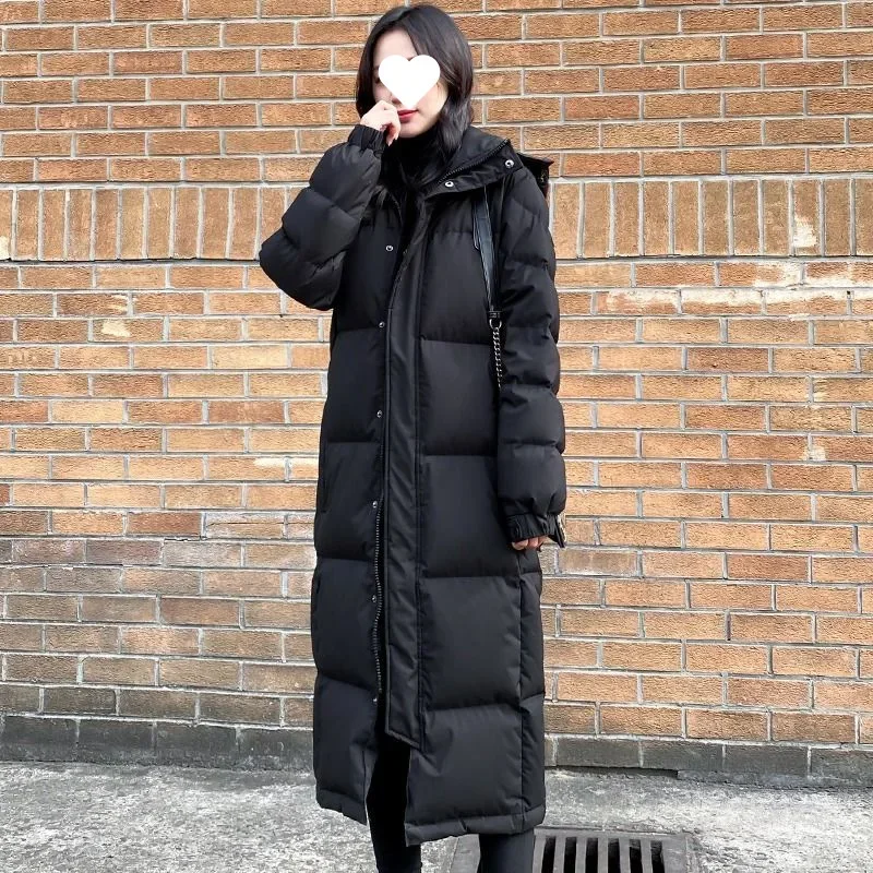 

Women's Winter Coat over Knee Warm Padded Coat Female Fashionable Outerwear Korean Style Thickened Long down Cotton Jacket