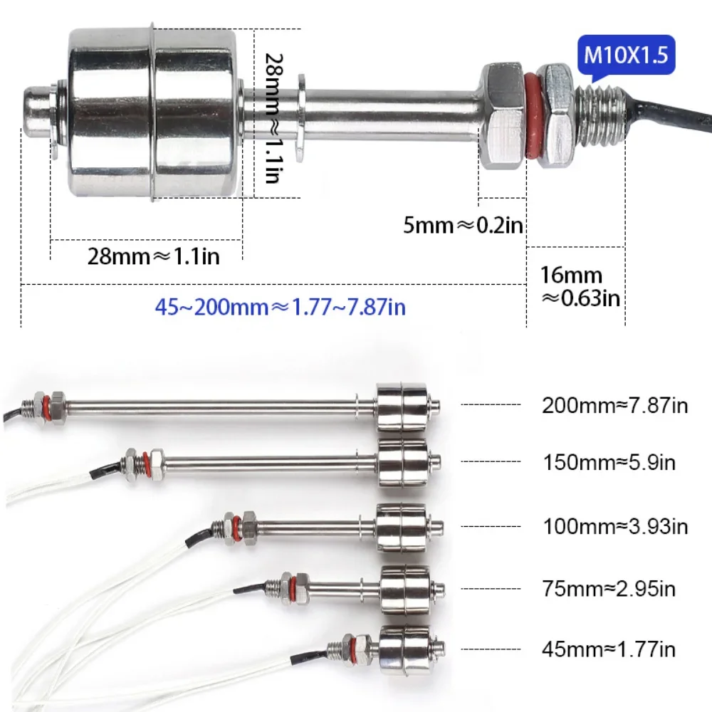 Float Switch High Temperature Resistant Stainless Steel Water Tower Water Level Automatic Level Controller Temperature Sensor