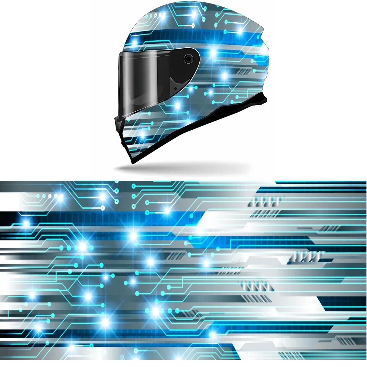 Future Cyber Circuit Art Full Helmet Wrap Sticker Motorcycle Helmet Racing Graphic Decal Vinyl Wrap Helmet Decor Sticker