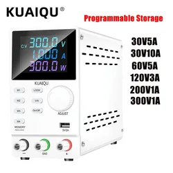 KUAIQU Programmable Storage Laboratory DC Power Supply Adjustable 30V 10A Memory Function Regulated Voltage Regulator 200V 300V