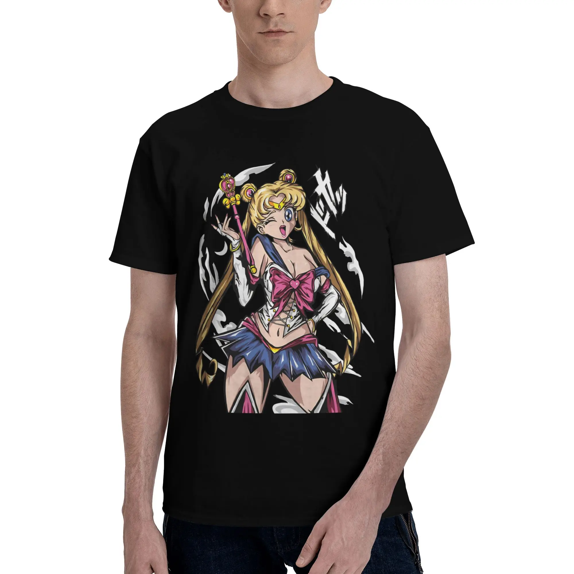 moon gardian  Novelty Graphic 100% Cotton T-Shirt Bandai Sailor Moon Tops Tees For Men