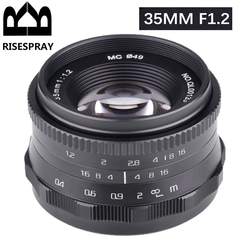 RISESPRAY Camera lens 35mm F1.2 Prime Lens for Sony E-mount A6500 A6300 NEX-3 NEX-3N A7 A7II A7R A7RII Camera