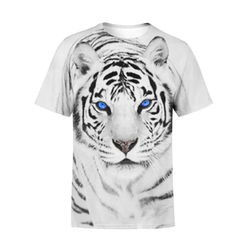 Cartoon Animal Tiger Print Fashion Kids Unisex T-Shirt Boys Short Sleeve Tops Tees Children's Clothing for Summer Girls Clothes