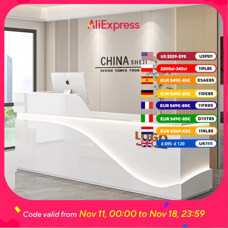 

Beauty Clinic Reception Desks Counter Aesthetics Computer White Reception Desks Office Luxury Rezeption Theke Office Furniture