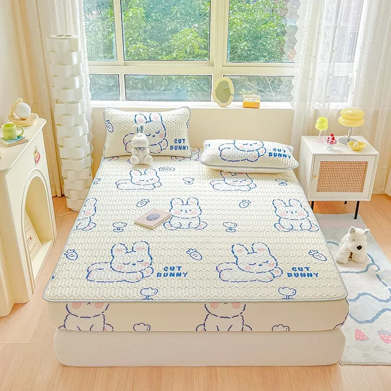 Latex mat mattress removable mat cool mattress three-piece set summer ice silk mattress skirt children's air conditioner