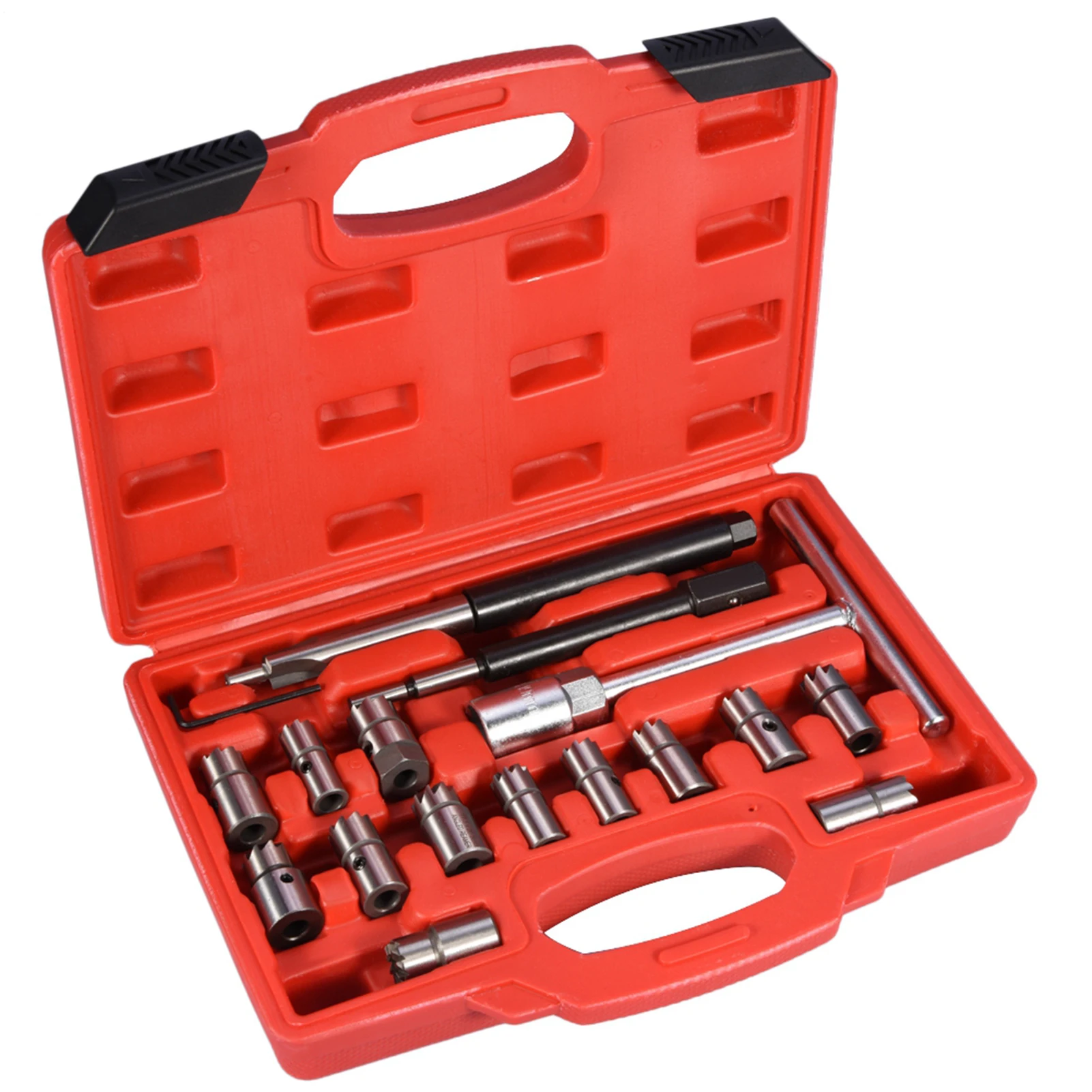 17pcs/Set Diesel Injector Seat Cutter Set Cleaner Carbon Remover Universal Car Garage Tool Kit