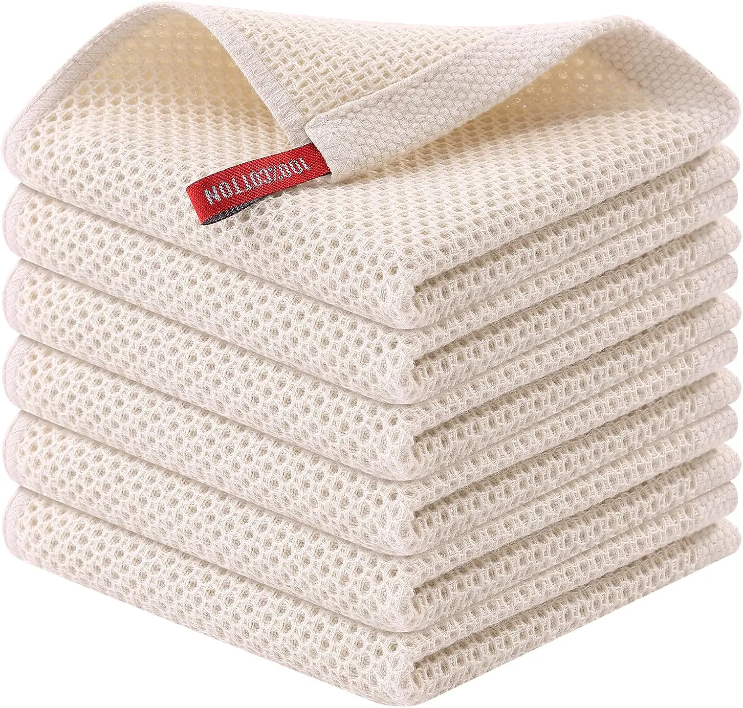 100% Cotton Kitchen Dish Cloths, 4-Pack Waffle Weave Dish Towels for Drying Dishes Super Soft Absorbent Quick Drying Dish Rags