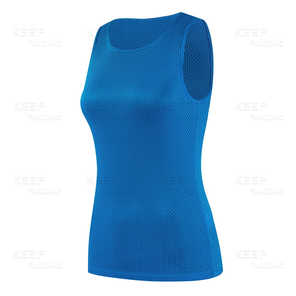 Camiseta básica de ciclismo para mujer, chaleco de secado rápido, color azul, transpirable, rosa, elástica, para bicicleta de carretera