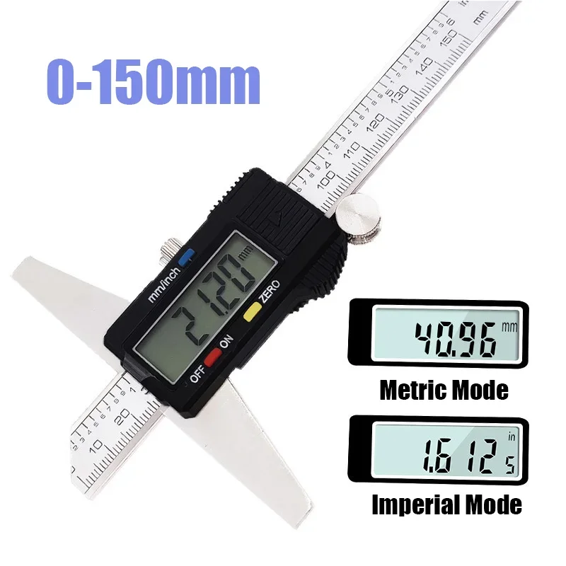 150mm Stainless Steel Metric Imperial Digital Depth Vernier Caliper Micrometer Gauge 0-150mm Digital Vernier Caliper Depth Gauge