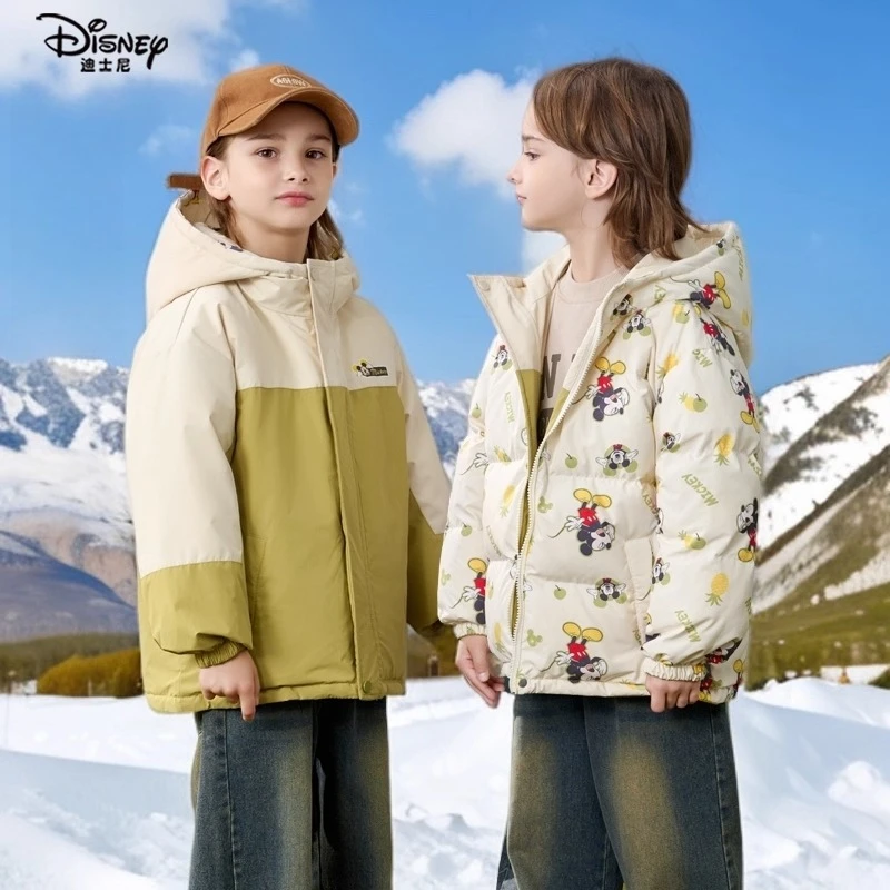 سترة ديزني 2025 للأطفال قابلة للعكس، معطف شتوي من ريش البط الأبيض بنسبة 90% للأولاد والبنات ملابس خارجية