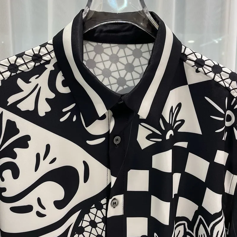Luxury Digital Printing Shirts Men Clothing Casual Full Sleeve Mens Social Manga Longa Prom Party Shirt Chemise Homme De Luxe