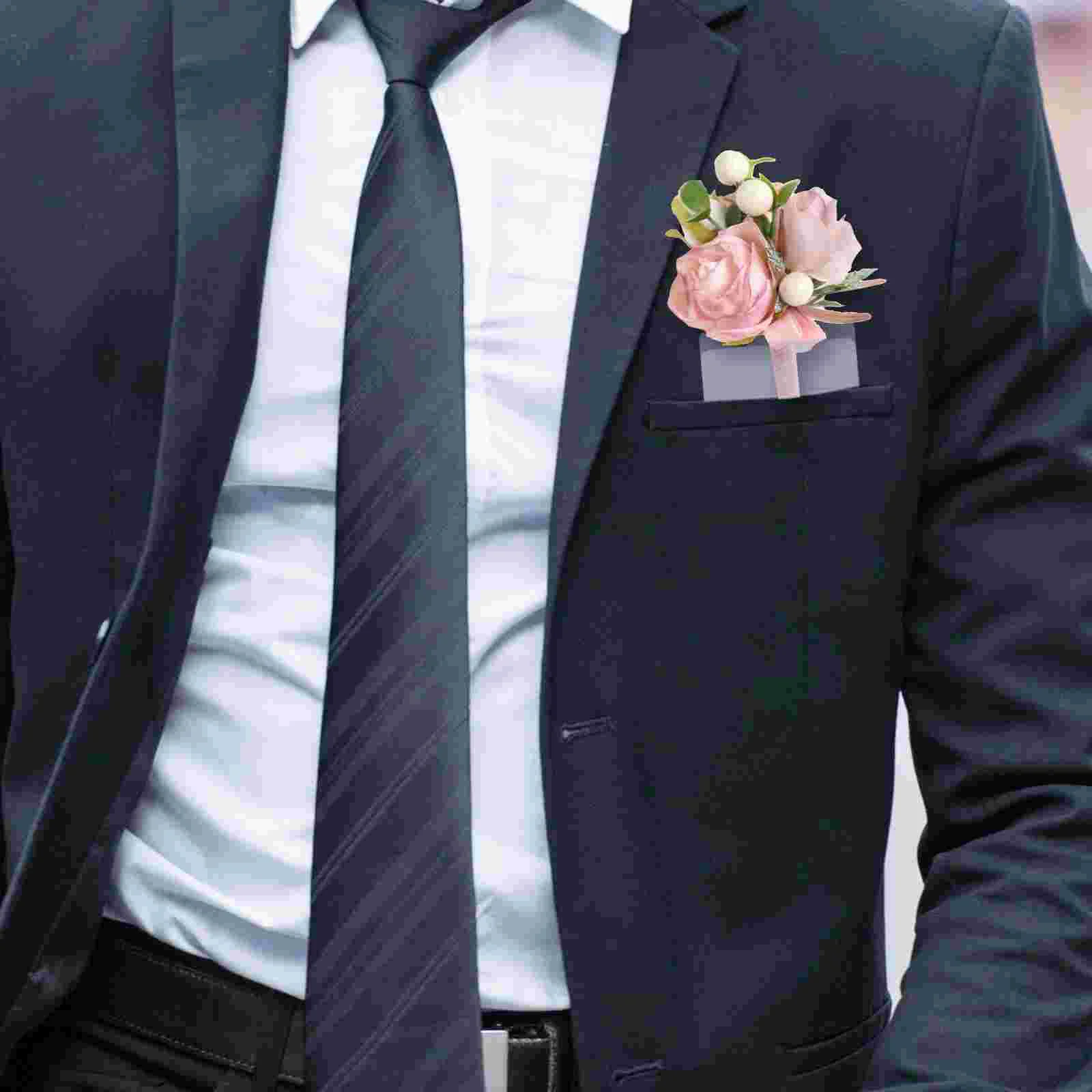 

50pcs Transparent PVC Plastic Flower Arrangement Bag for Wedding Boutonniere Pocket Square Groomsmen Floral Holder