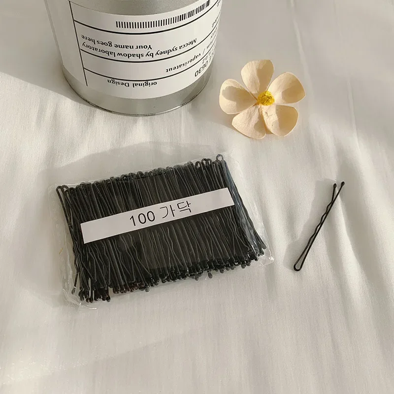 50/100pcs/200 Pcs Black Metal Steel Hair Clips for Women Bangs Side Pins Invisible Wave Curly Hairstyle Accessories Sets