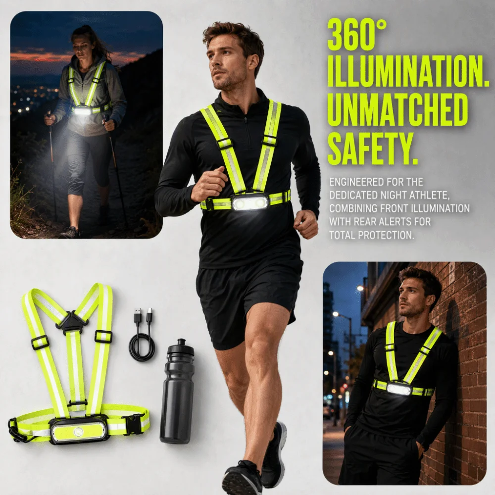 High Visibility Reflective Vest Night Work Lightweight Safety Reflective Vest Warning Adjustable Reflective Vest with Light