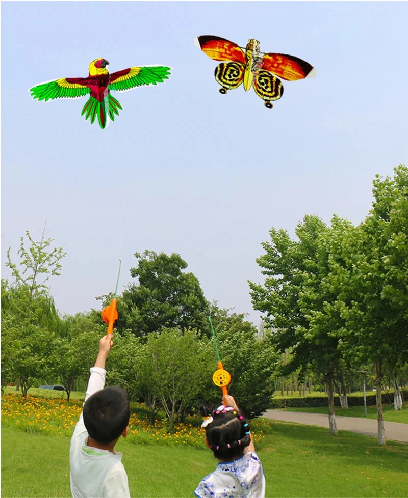 free shipping PE mini kites flying for children kite line 3d kite pocket kite for kids fishing rod dynamic wing eagle kite toys