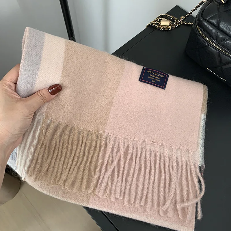 الفاخرة منقوشة وشاح شتاء دافئ الكشمير المرأة طويلة الباشمينا فولارد الأوشحة الإناث سيدة شرابة شال يلتف 2025 تصميم جديد #4