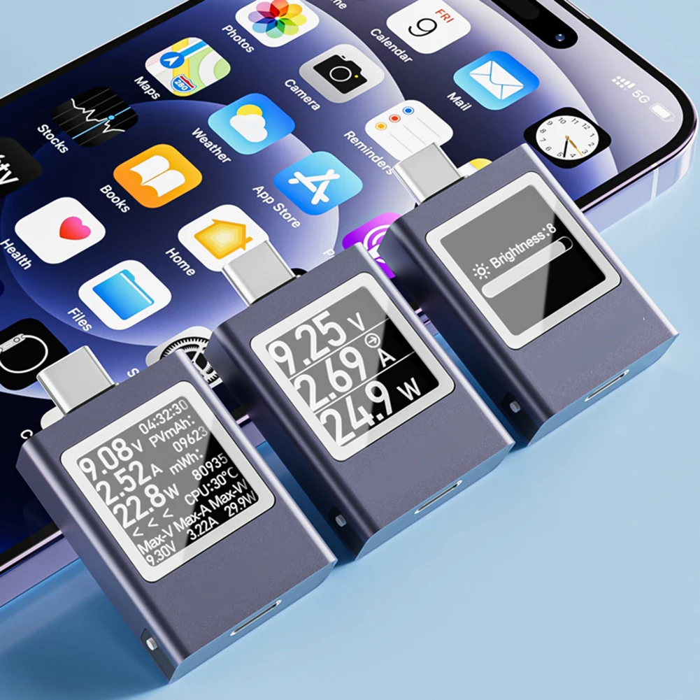 

Измеритель мощности USB C, цифровой дисплей, тестер напряжения и тока типа C, рабочее время, амперметр, вольтметр, USB-кабель, зарядное устройство, детектор