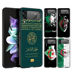 Algeria Passport Hard PC Phone Case For Samsung Galaxy Z Flip 6 5 4 Black Cover For Galaxy Z Flip 3 Foldable Shockproof Capa Bag