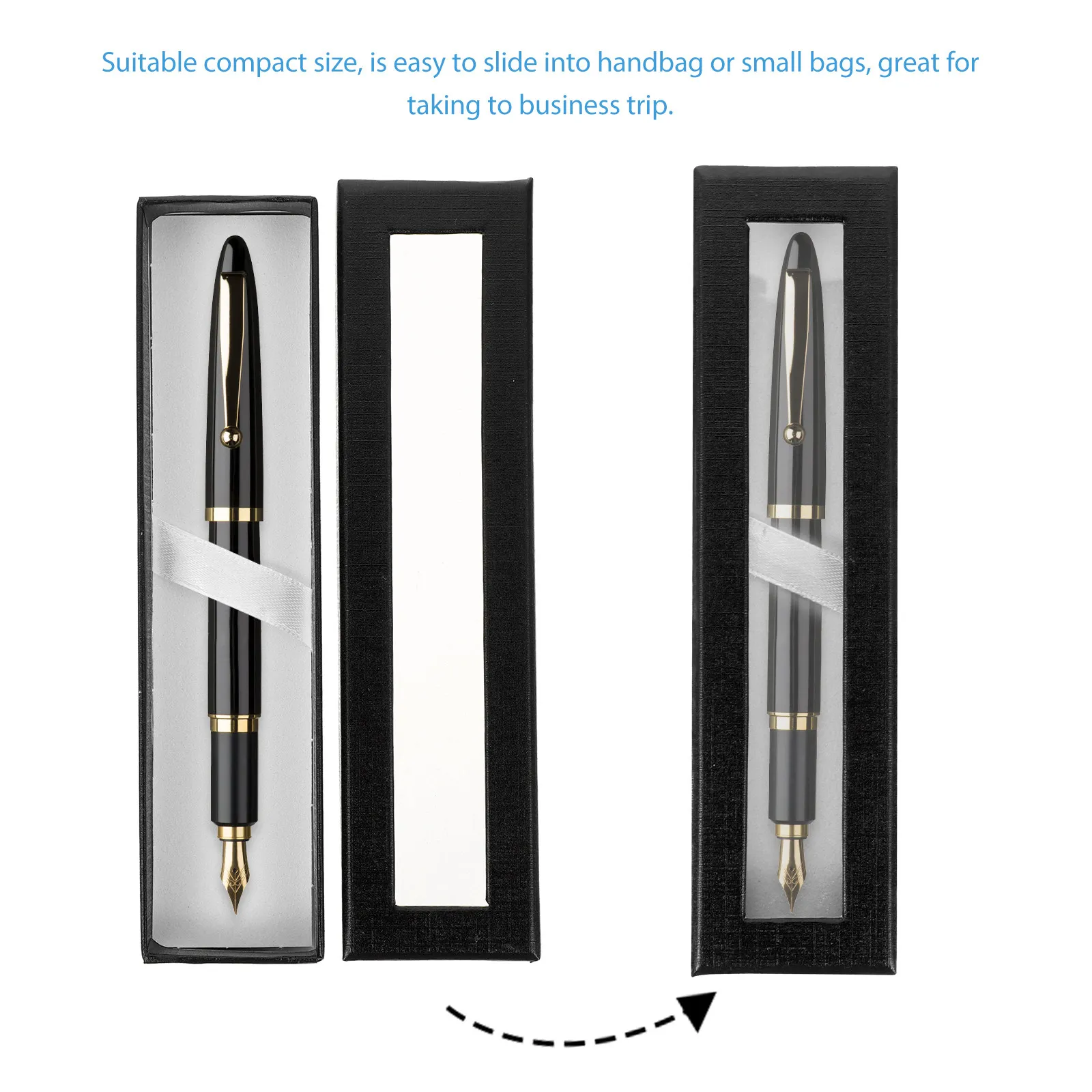 5Pcs Paper Pen Box Clear Window Portable Lightweight Empty Gift Box for Pens Ballpoint Gel Fountain Pens Students Office Travel