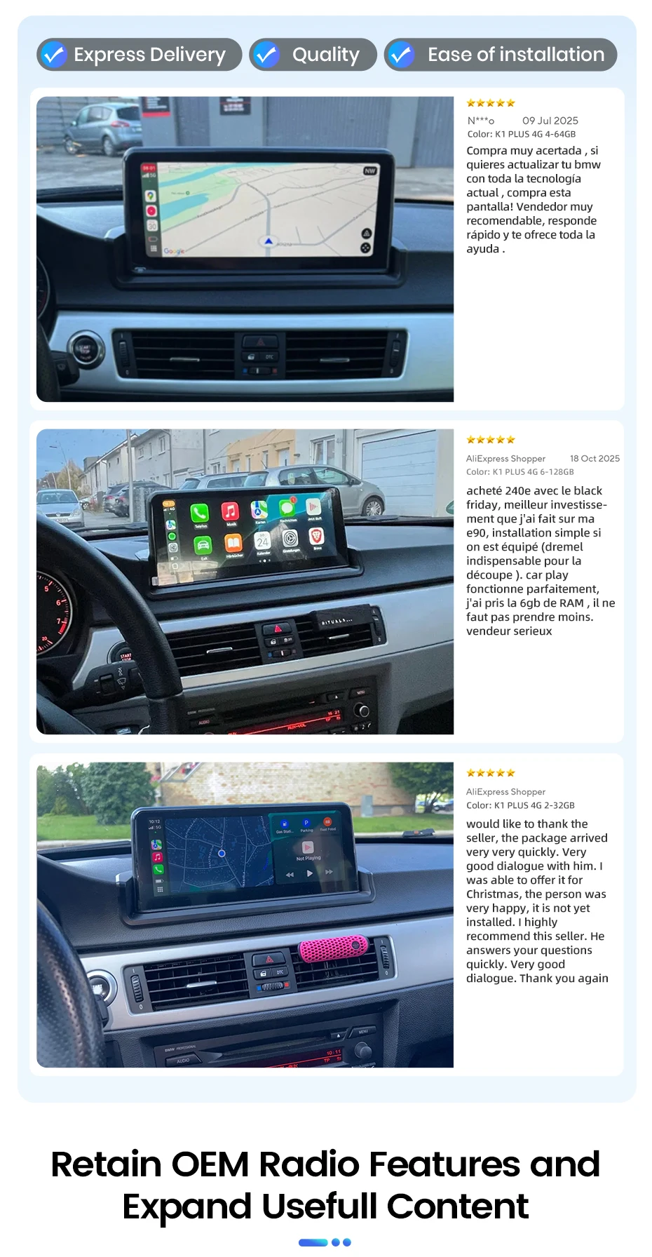 Junsun CarPlay Für Apple Auto Radio Multimedia Für BMW E90 E91 E92 E93 2005-2012 Bluetooth Drahtlose Android auto 4G GPS Stereo – Detail 3