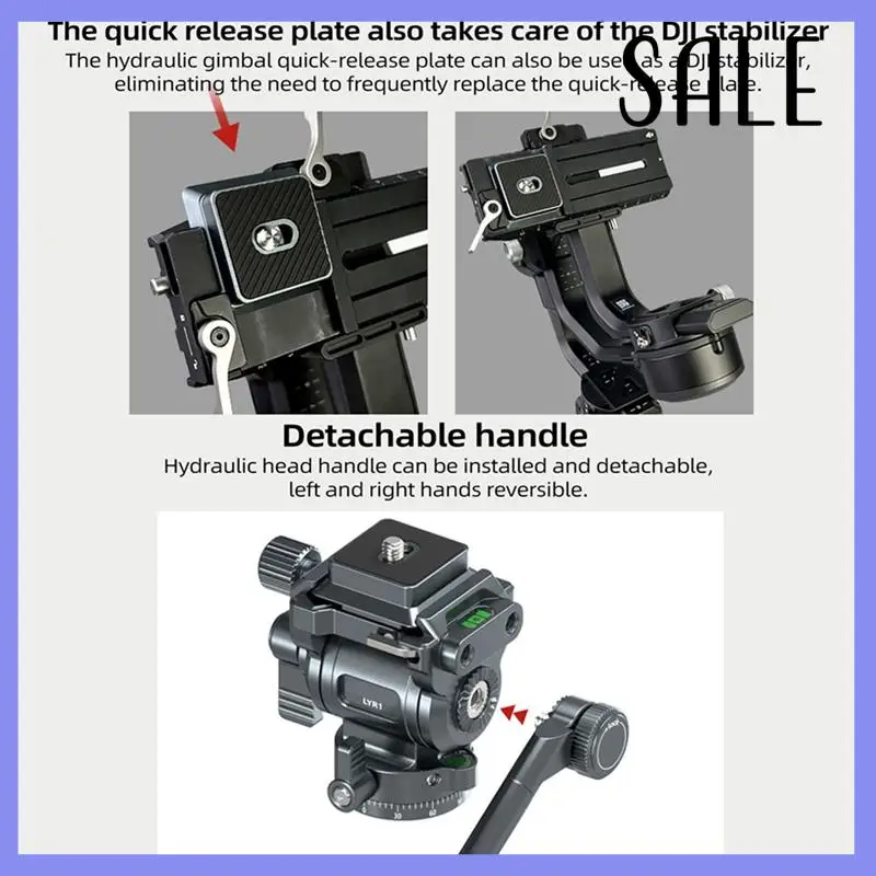 F38 Quick Release Fluid Video Pan-Tilt 360°Panoramic Gimbal Pan-Tilt Tilt 145° With Detachable Handle For Tripod Filming CNIM Ho