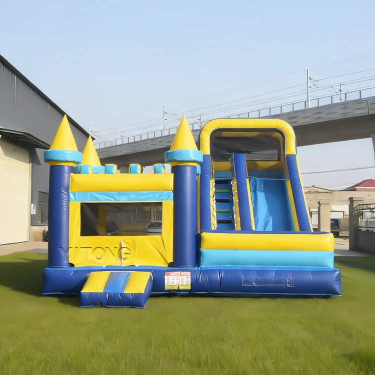 

Outdoor bouncy castle, jumping castle, children's blue bouncy castle, inflatable toy with slide