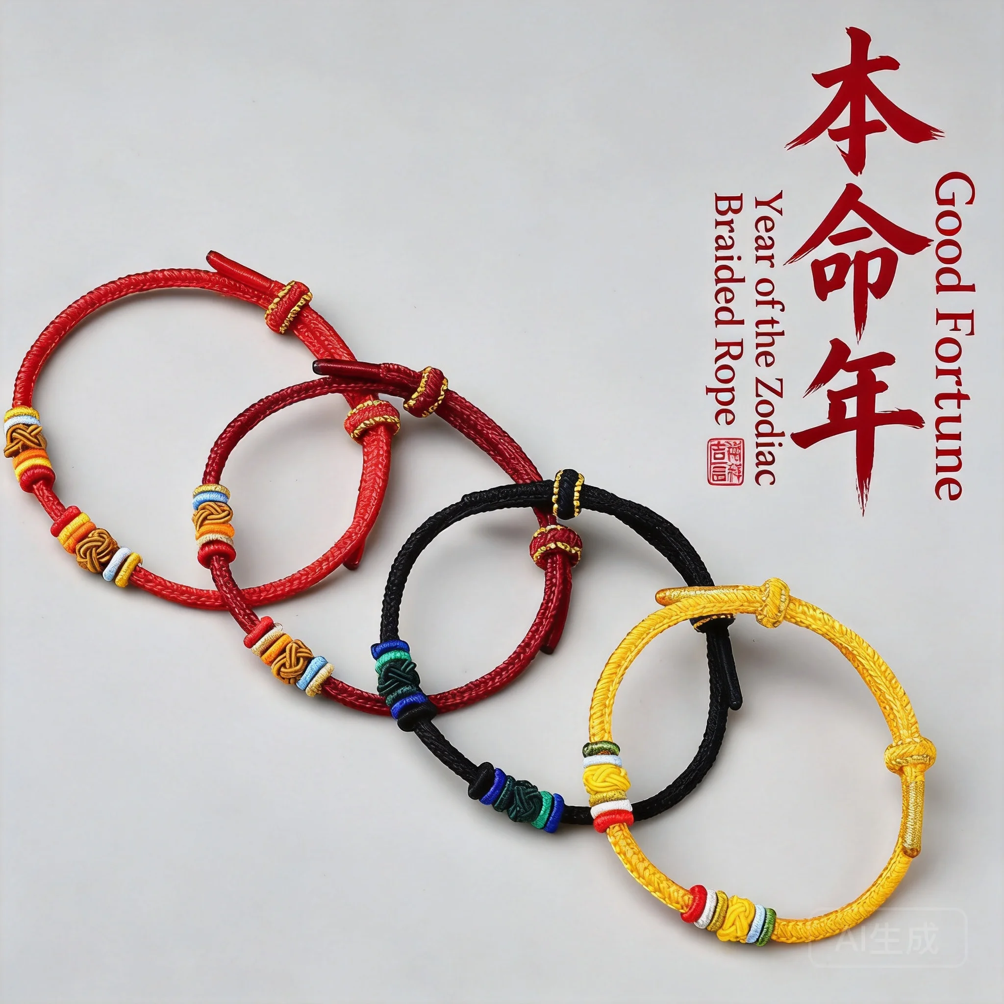 

Chinese Style Lucky Blessing Bracelet Handmade Adjustable Colorful Braided Rope Feng Shui Good Fortune Amulet For Men Women Birt