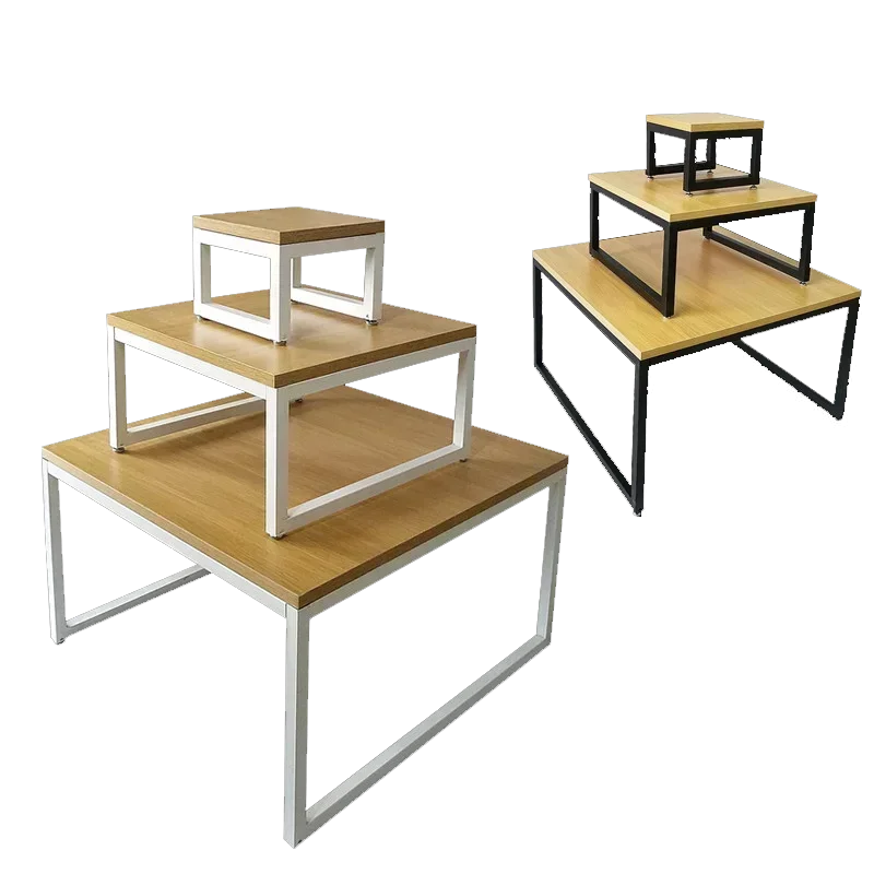 

Modern Popular Shopping Mall Wooden Cosmetics Display Table For Makeup Shop Design Cosmetics Store Island Rack