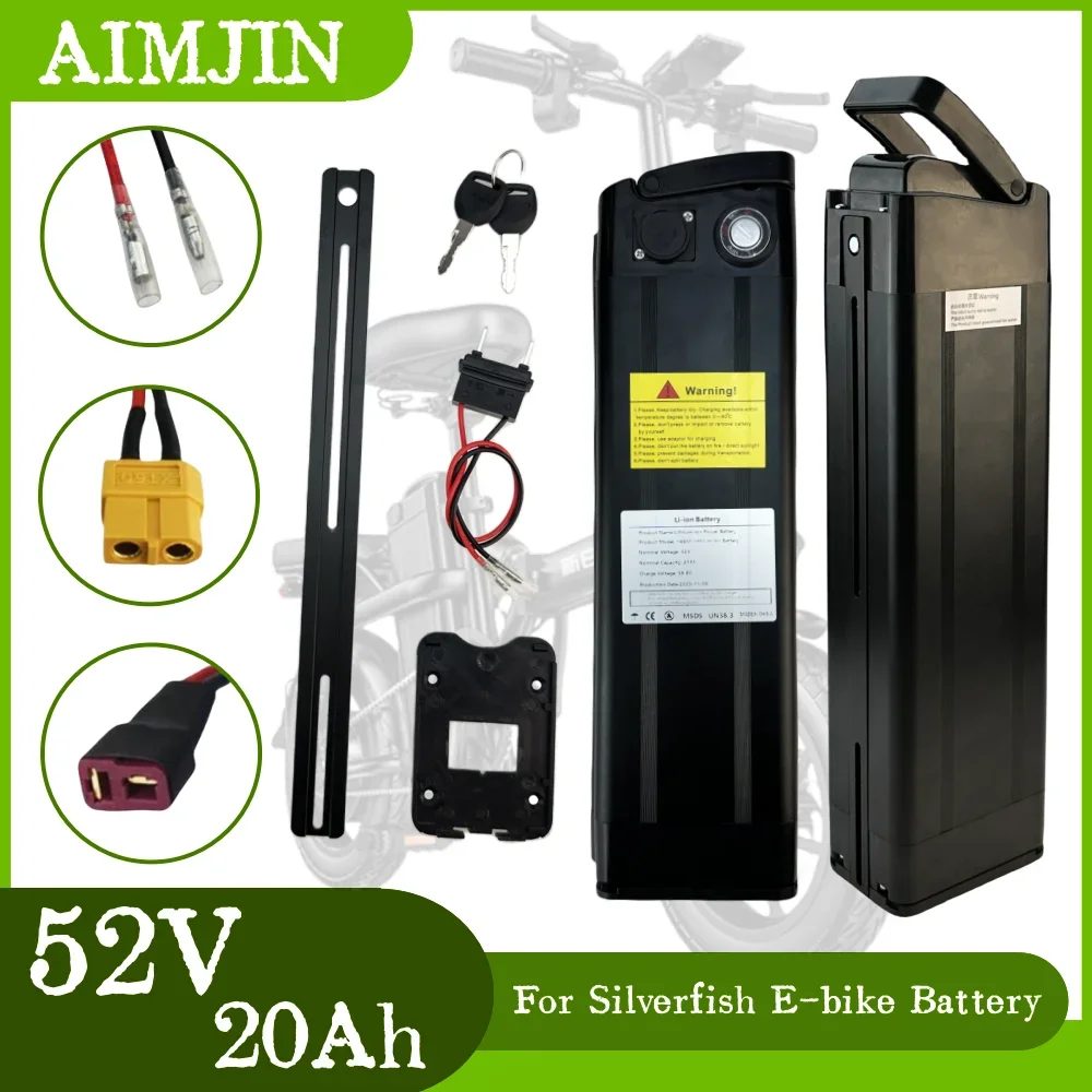 

52V 20Ah Li-ion Battery Pack For Silver Fish Style Electric Folding Bicycle With Aluminum Case Anti-theft Lock