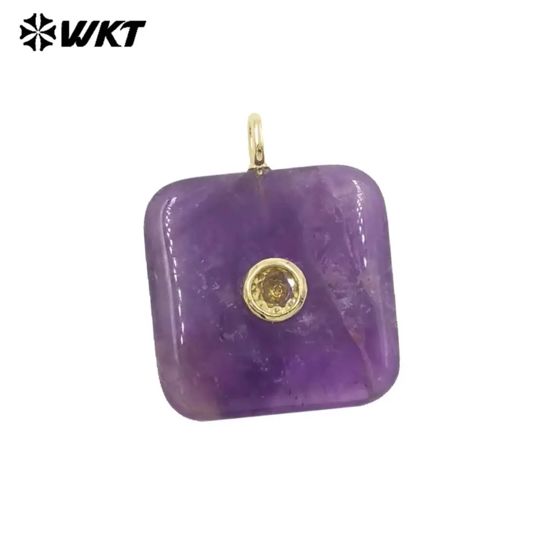 

WT-P2023 Геометрические плоские квадратные лапиканцы, черныйobsidian, драгоценный камень, цветной циркон, подвески для женщин, изготовление сережек, подвесок