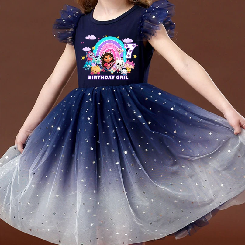 

Gabby Dollhouses Kids Dresses for Girls summer Sohort Sleeve Girls Sequins Costume Princess Dress Kids baby Daily Clothes 2025