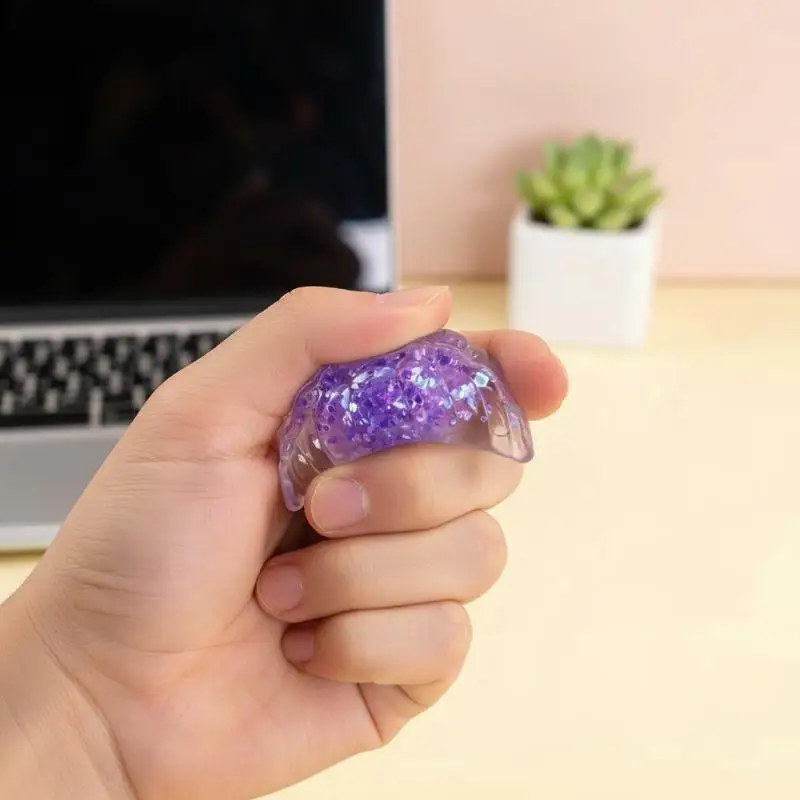 3pcs Glitter Transparent Dumpling Shaped Fidget Toys With Steamer Cute Stress Relief Toy for School Office Workers